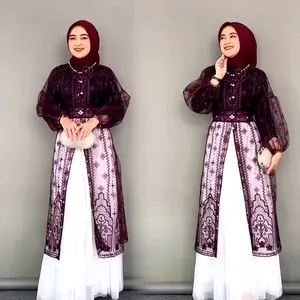 Azzura Outer Brokat Lebaran Hari Raya Full Payet/ Outer Brokat Terbaru/ Outer Wisuda Motif Brokat Random Kondangan Muslim Cardigan Kardigan Wanita (Hanya Outer)
