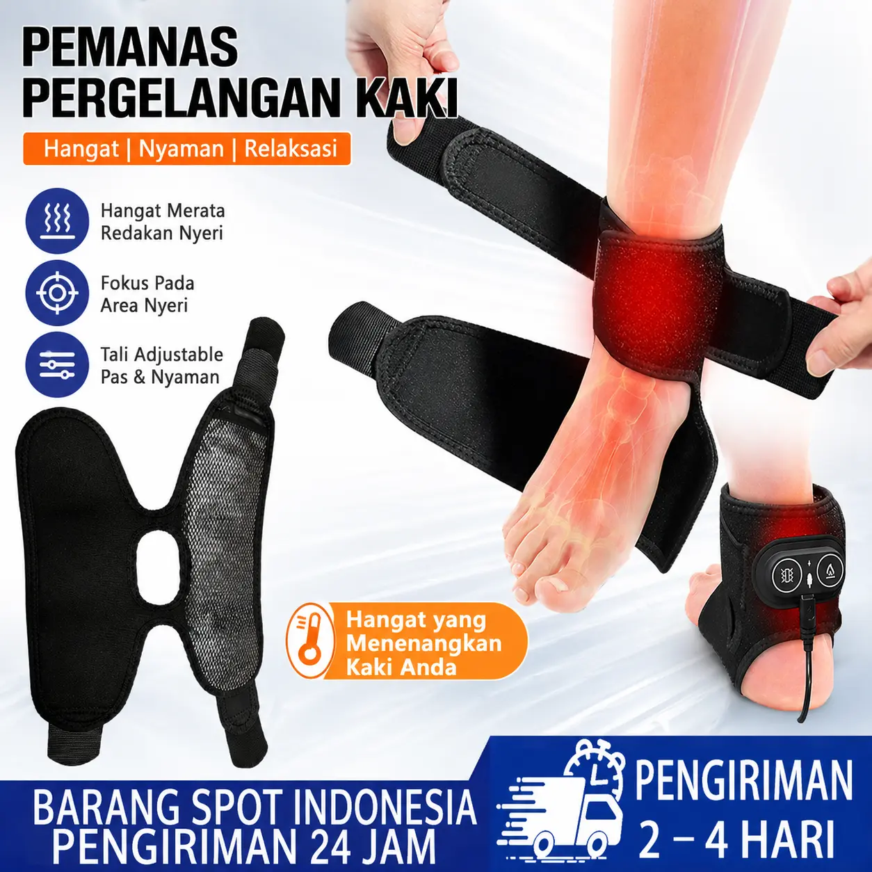 Ankle Support Brace Pijat Pergelangan Kaki Pengaturan suhu dan getaran 3 kecepatan, bantal pijat kaki listrik multifungsi untuk penggunaan di rumah/kantor/perjalanan