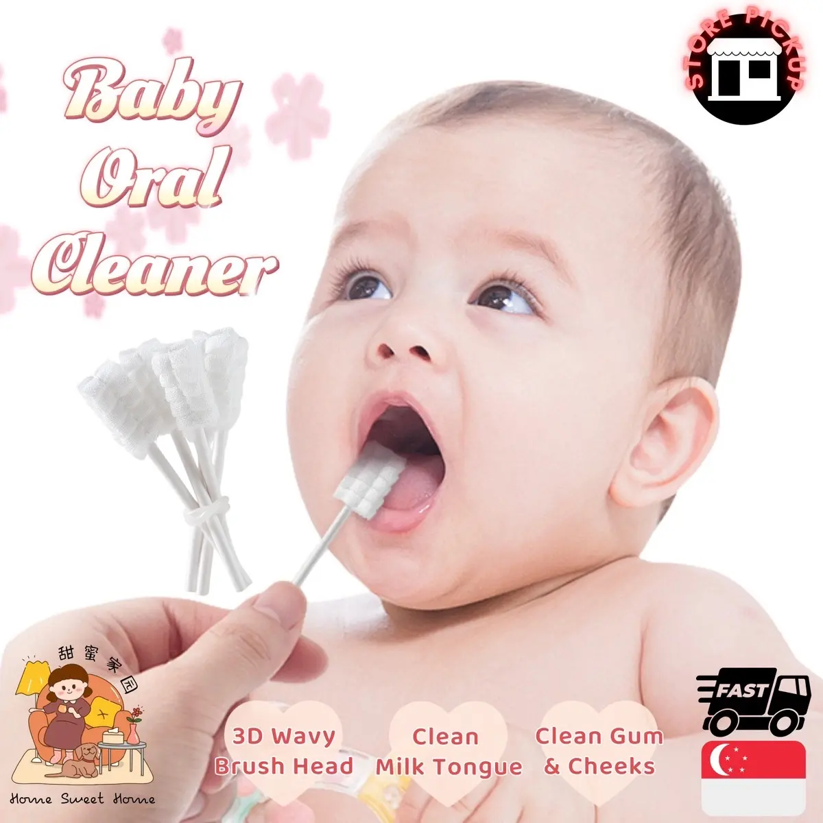 [SG] 30PC Disposable Baby Oral Cleaner ️ Newborn Oral Cleaning Stick Tongue Cleaner Infant Wash