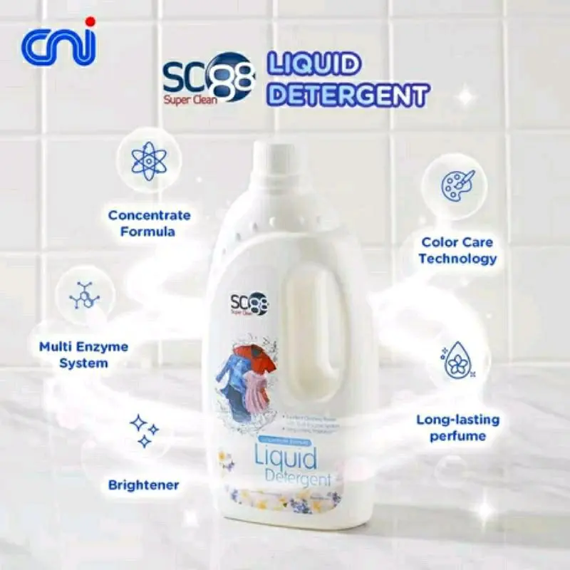 CNI Sc88 Detergent Sabun Cair dan Bubuk Pakaian Pemutih dan Penghilang Noda (1kg/800ml) Cuci Laundry Liquid Deterjen 3