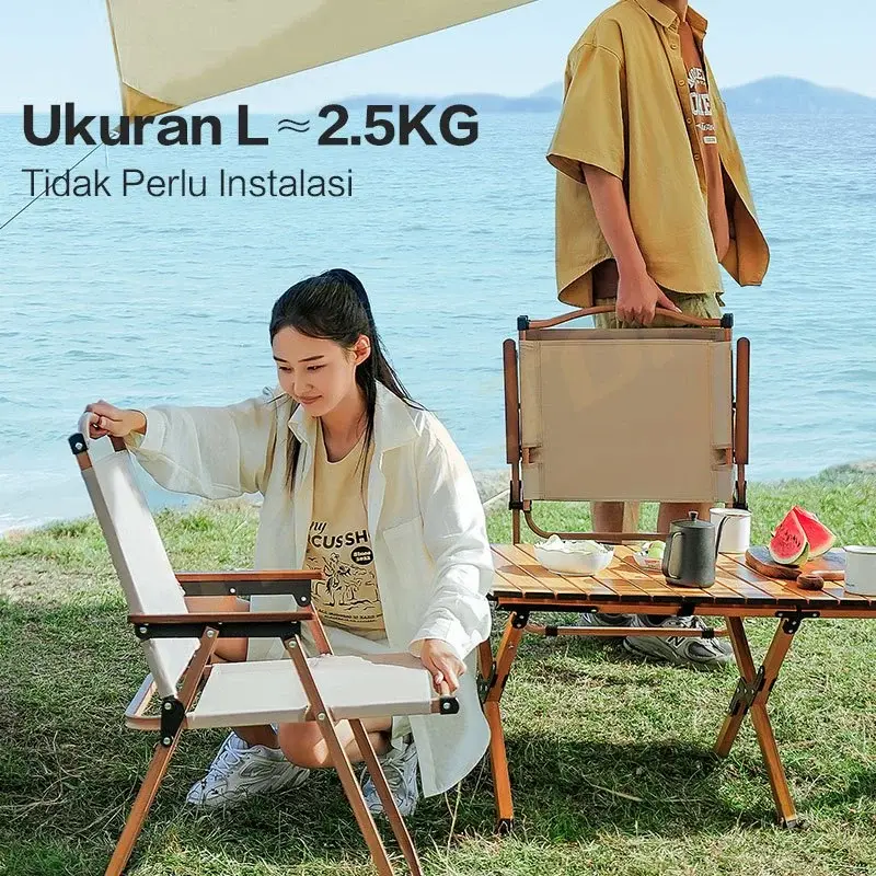 TrailTop Kursi Lipat Dengan Gagang Kayu Kursi Camping Kermit Kursi Pantai Lipat Beban 150kg 2
