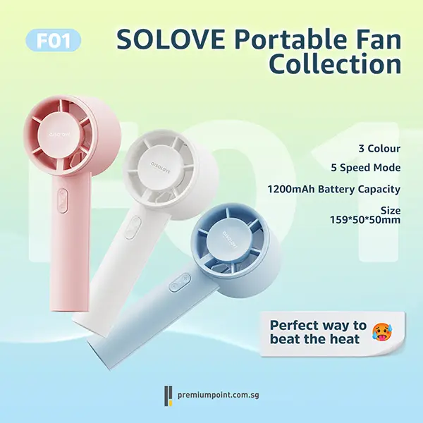 Solove Portable Fan | Portable Fan for Home and Travel | 5 High Fan Speed Mode