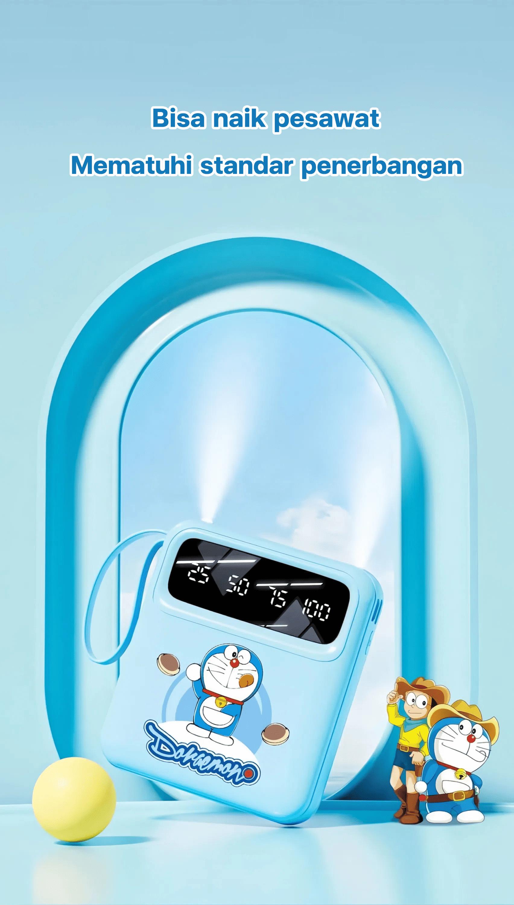 Doraemon 120W Powerbank Ponsel 30000mAh motif Kartun 4 Kabel Bawaan Kapasitas Besar Ultra Tipis & Portabilitas Kompak