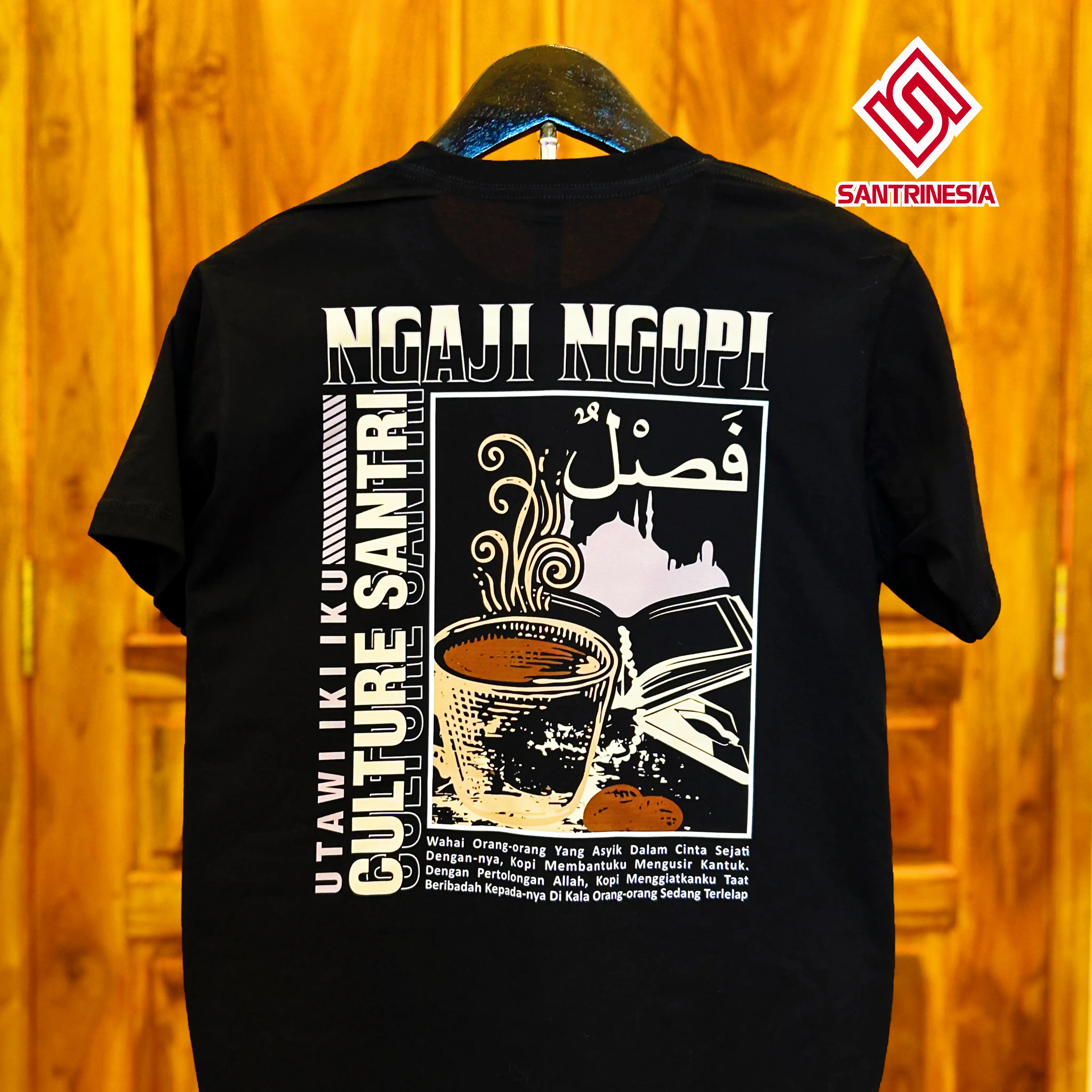 Kaos Santri Ngaji Ngopi Culture Santri Salaf T-shirt Tshirt Nyantri Salaf Salafy