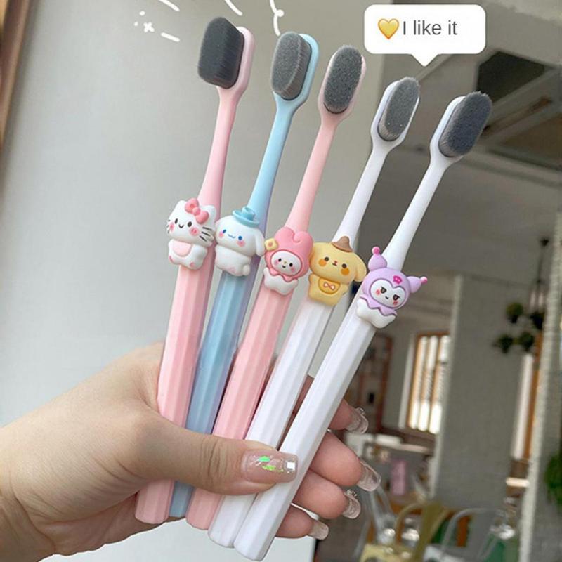 Bàn Chải Đánh Răng Lông Mềm, Thiết Kế Hoạt Hình Sanrio, Có Kuromi, Thích Hợp Cho Học Sinh Và Người Lớn, Lông Mịn, Bàn Chải Làm Sạch, Bàn Chải Đánh Răng Cặp Đôi đầu màu xanh lá cây Vietnam Người lớn