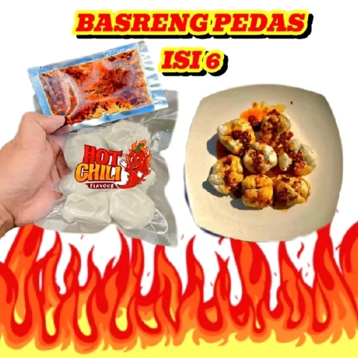 Basreng Mentah Isi 6 Plus Chili Oil Viral Food Frozen Makanan Instan Baso Pentol Pedas