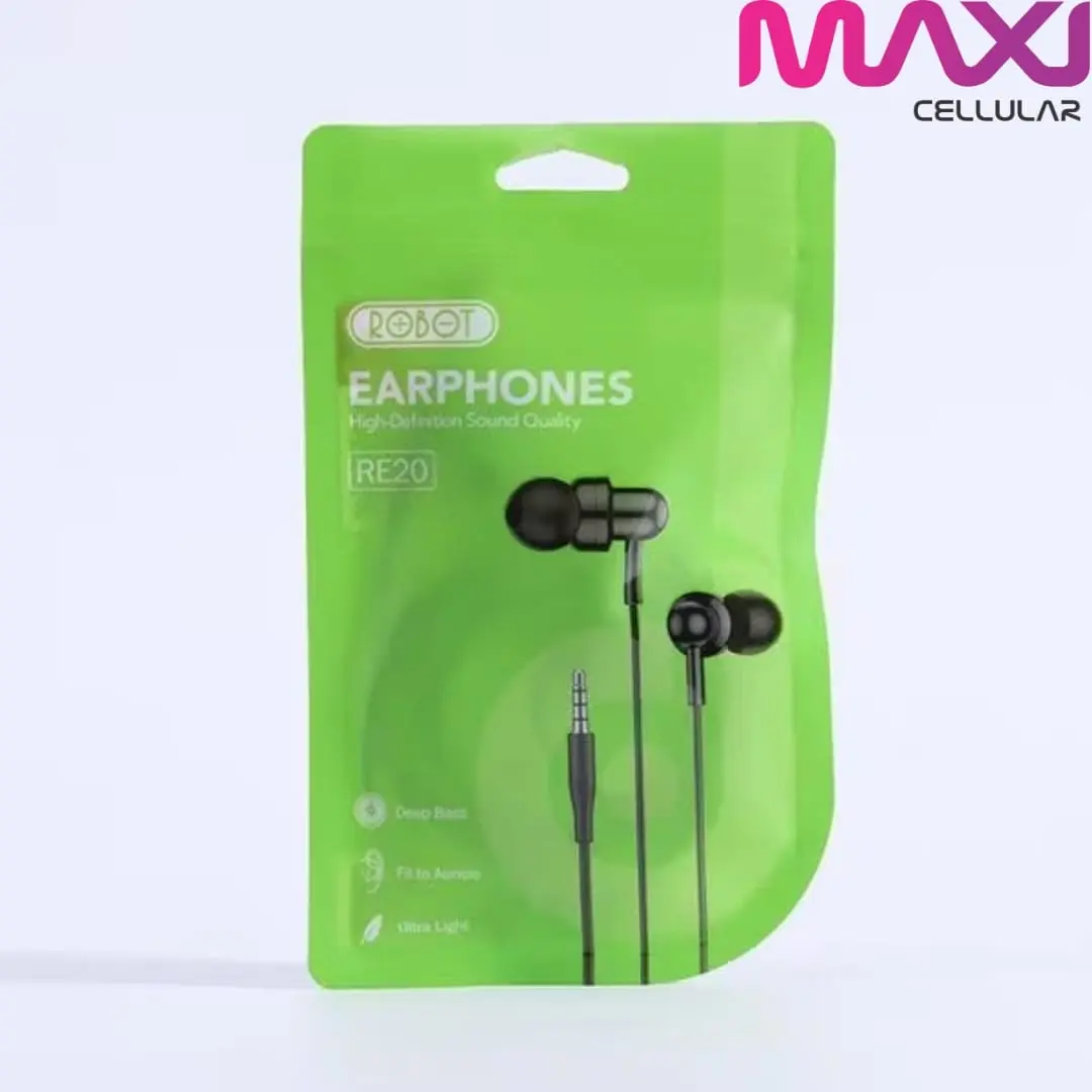 Headset Robot RE20 Earphone Wired Headset Bass Android Kabel Jack 3.5 mm Original