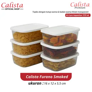 TOPLES CALISTA FURANO SMOKE SEALWARE 550ML SET ISI 6 PCS WADAH PENYIMPANAN KULKAS SERBAGUNA TOPLES PENYIMPANAN MAKANAN MULTIFUNGSI