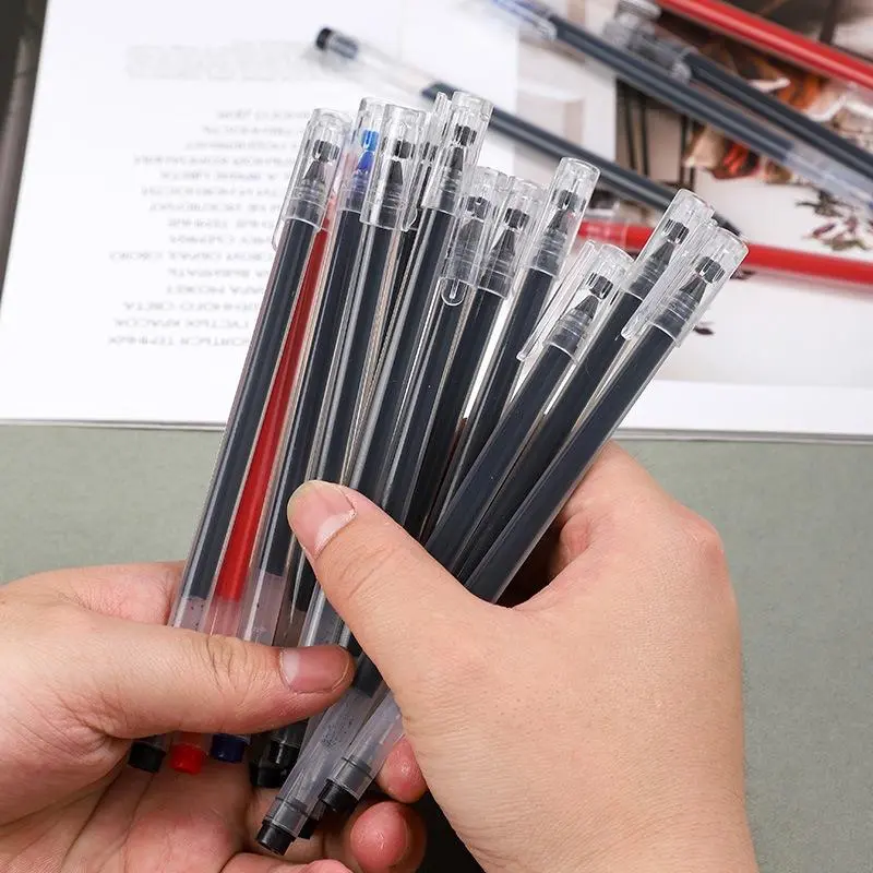 Bolpoin New Jel 1 Lusin (Isi 10 Pcs)  3 Warna Gel Pen Hitam Biru Merah 0.5mm Pena Alat Tulis School Stationary