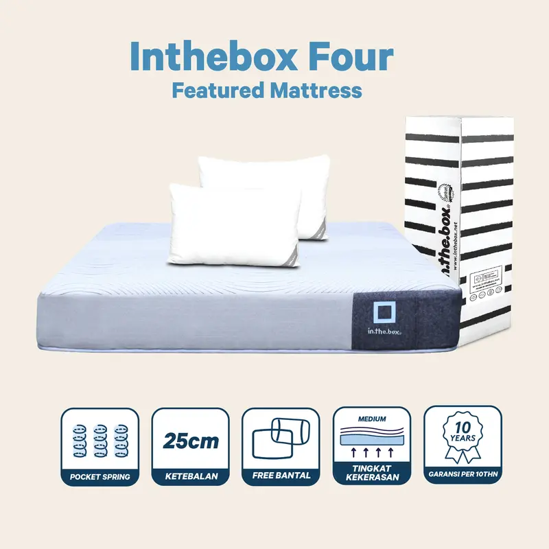 Kasur Spring Bed IN THE BOX Four - FREE Bantal 3