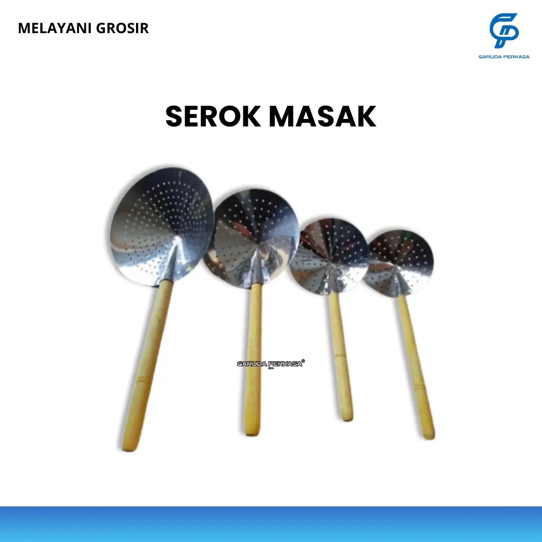 Serok Stainless / Peniris Gorengan / Serok Bawang / Serokan Penggorengan Gagang Kayu Kitchenware