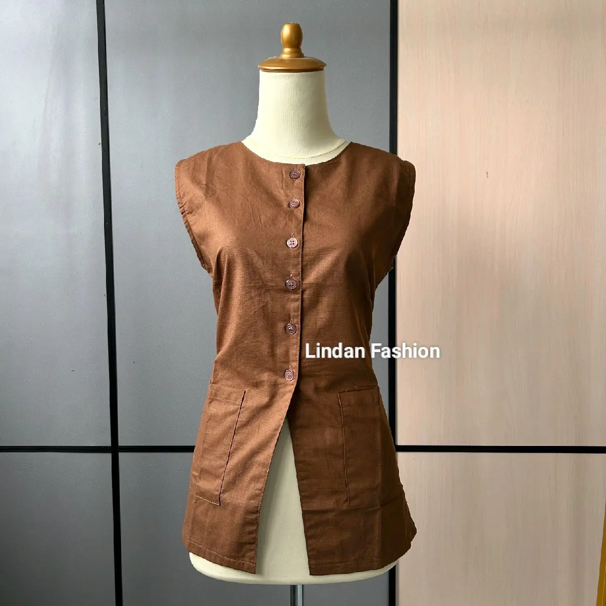 Vest Hijab Friendly Panjang Trendy Fitable Gesper Suitable Body Rompi Outer