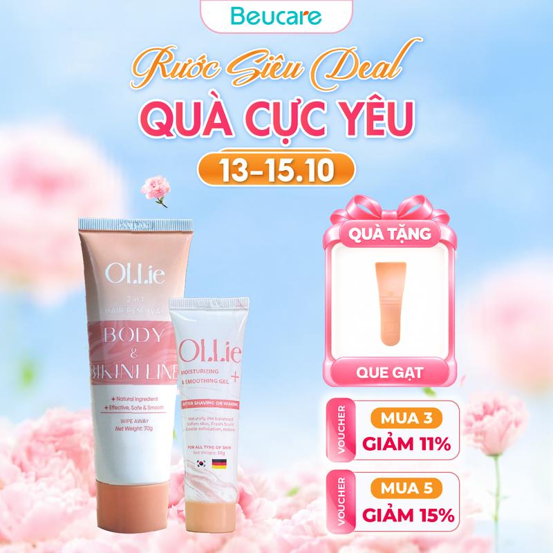 [TẶNG DƯỠNG + QUE GẠT] Kem Tẩy Lông Toàn Thân Ollie 70g Dịu Nhẹ, Không Đau, Tay Chân Nách, Viền Bikini, Nam Nữ, Hương Đào Không Kích Ứng - KT001