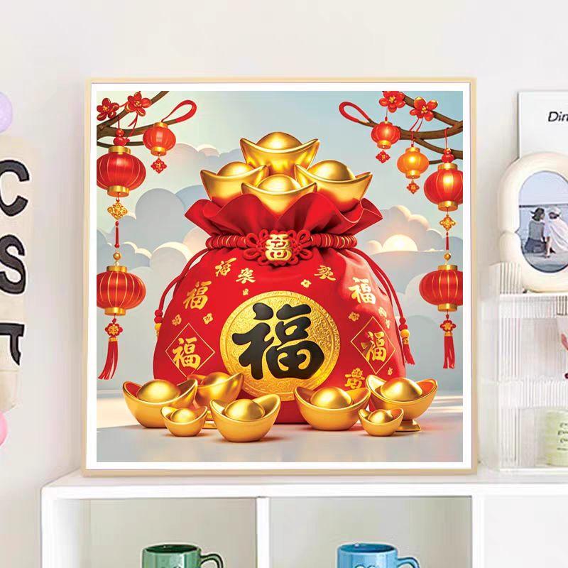  Tranh thêu chữ thập TÚI TIỀN mẫu mới 68125-50x50cm  thêu kín  tranh chưa thêu handmade diy 