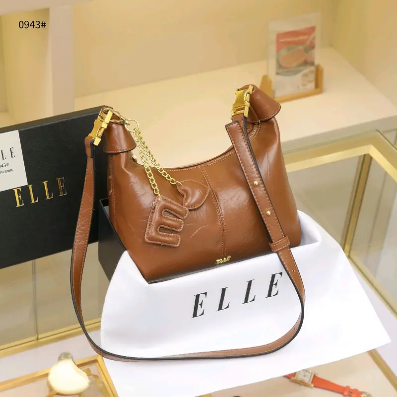 ELLE0943 Calfskin Leather Hobo Handbag Shoulder Bag 2