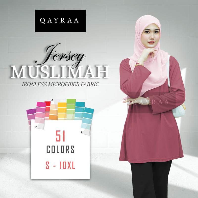 QAYRAA P1 (S-XL) Athleisure Jersi Muslimah PREMIUM Microfiber / Sport Activewear/ Baju Sukan Muslimah Jersey Muslimah Quick Dry Size: S-10XL Baju Labuh Baju Renang/Rich Brown/Burgundy/Sage Green/Purple/NAVY/Lilac/DUSTY ROSE/GREY/Green/KHAKI/Teal Blue/Red