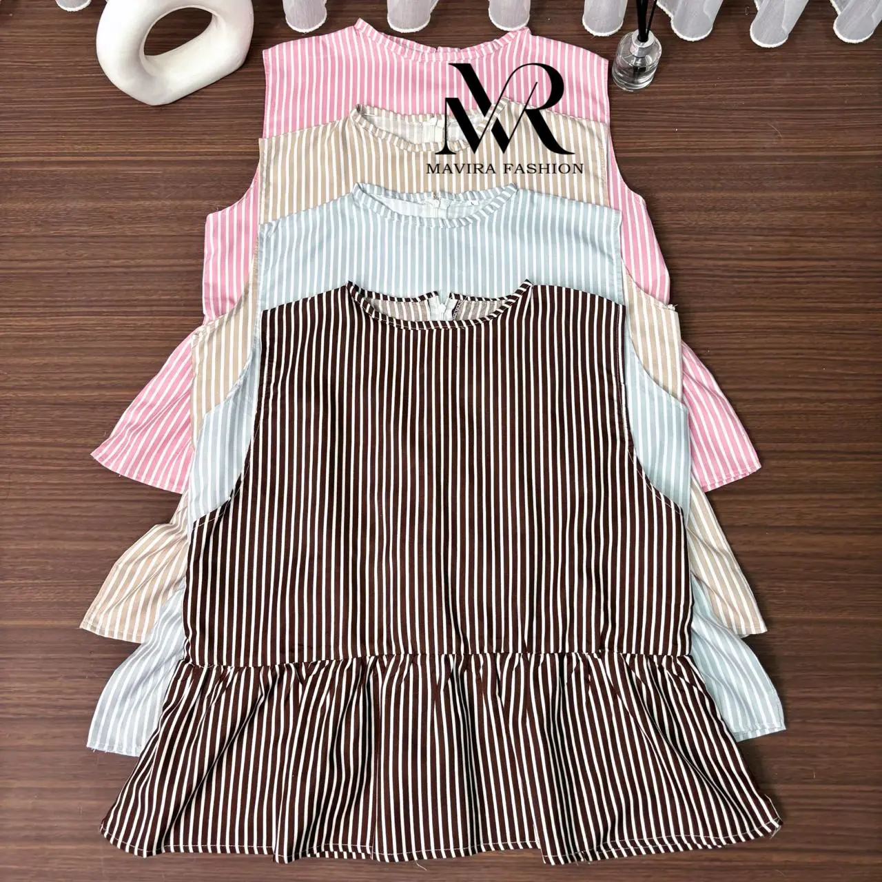 Mavira - Vest Iner Cardigan Top Iner Atasan Wanita Korean Style Motif Salur Rempel Katun Outer Oversize Rompi Bahan Viskon Nyaman dengan 7 Pilihan Warna