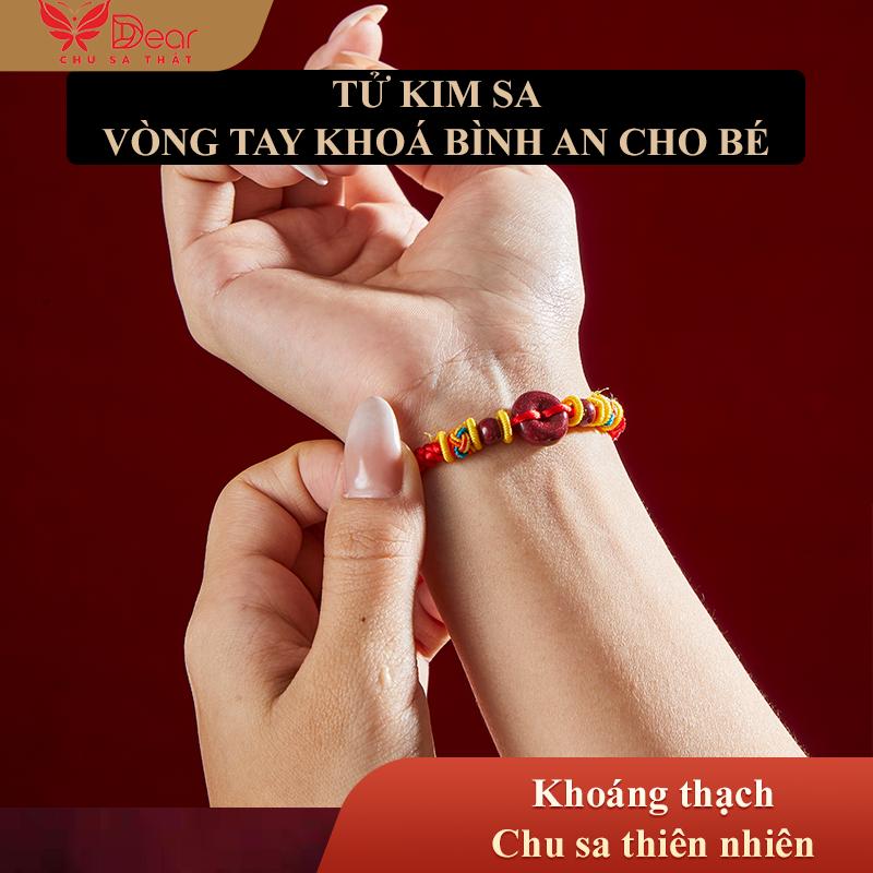 Vòng tay Chu Sa Tử Kim Sa Khoá Bình An Cho Bé Trang Sức Đá Quý Cao Cấp Chu Sa Tự Nhiên Phong Cách Thanh Lịch Phù Hợp Đeo Hằng Ngày Hàng Mới Về Xu Hướng Tiktok Dear Fashion Jewelry