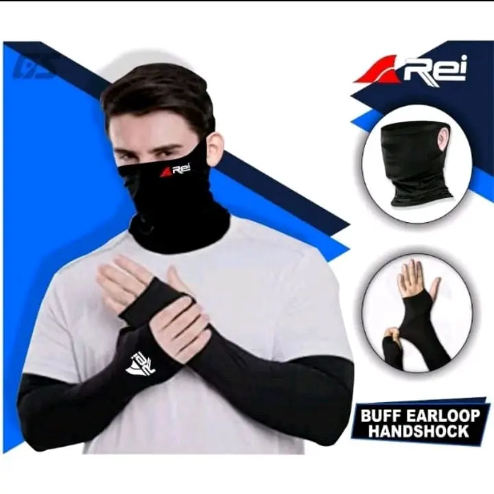 Paket Hemat buff masker Lubang kuping Dan deker tangan jempol pria wanita 0