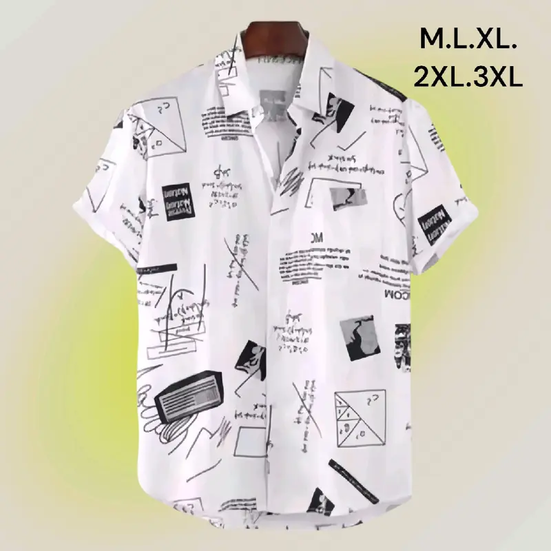 TERBARU KEMEJA MOTIF PRIA DEWASA / HEM PRIA CASUAL MOTIF / KEMEJA HAWAI KEMEJA SANTAI TERBARU Pendek rapi y Baju Kain Katun  Fit Cowok 6