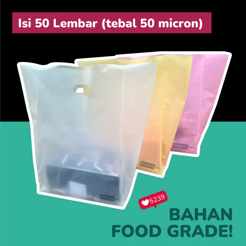 [TERMURAH] Kantong Plastik HD Box Makanan Dove/ Kresek Kemasan/ Bungkus Donat 6 Pcs 1/2 lusin Brownies Kue Snack 29x45x005 L 9.5 cm 1