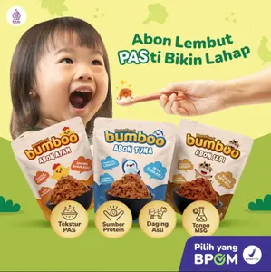 Bumboo Abon Asli - Abon Lembut untuk MPASI Bayi & Anak, Tekstur Halus Aman, Sumber Protein & Lemak Sehat, Dari Daging Sapi & Ayam Asli, Tanpa Pengawet & MSG, BPOM
