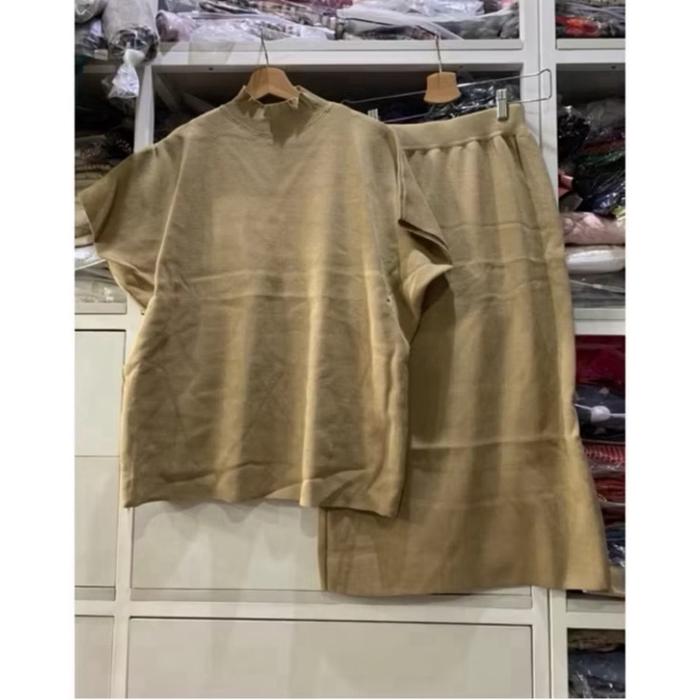 Gambar Knit Set - High Neck Top & Skirt - caramel dari Prettyinpastel28 Kota Administrasi Jakarta Selatan 5 Tokopedia