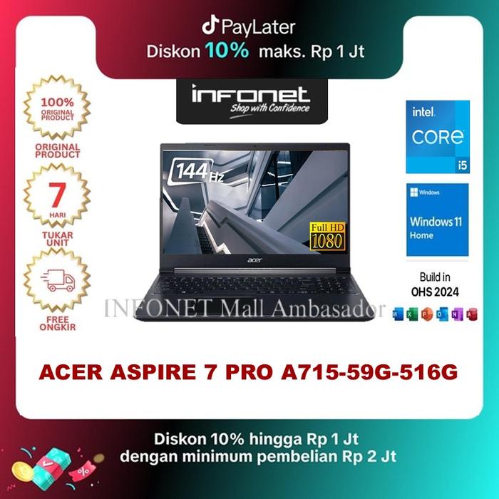 Gambar ACER ASPIRE 7 PRO A715-59G-516G I5 13420H 16GB 512GB RTX3050 6GB 15.6" FHD IPS 144Hz W11H OHS - UNIT ONLY dari INFONET Mall Ambasador Kota Administrasi Jakarta Selatan Tokopedia