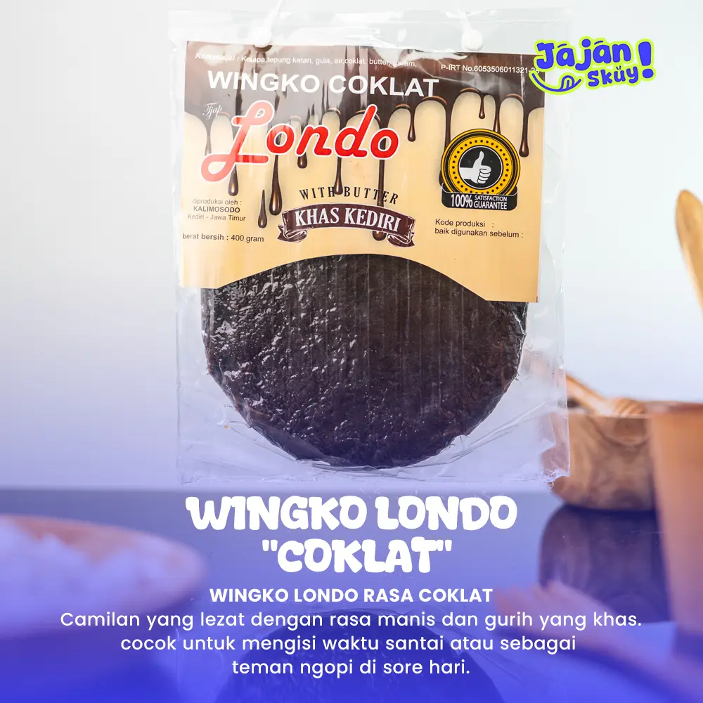 Wingko Tjap Londo Rasa Coklat Dengan Butter Susu Asli Cokelat Gula - Kue Basah - Chocolate Food Cemilan  Manis