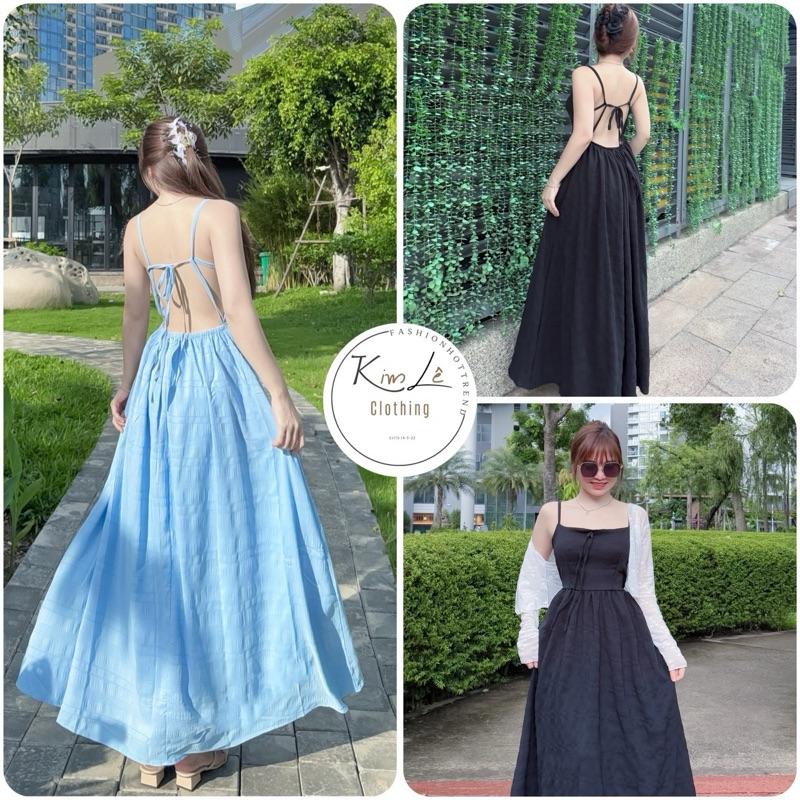 Đầm Maxi Hở Lưng Cột Dây Dáng Dài Đi Biển Du Lịch Bồng Bềnh Nàng Thơ ( Có Mút) Freesize Dưới 55kg Chất Đũi Xốp