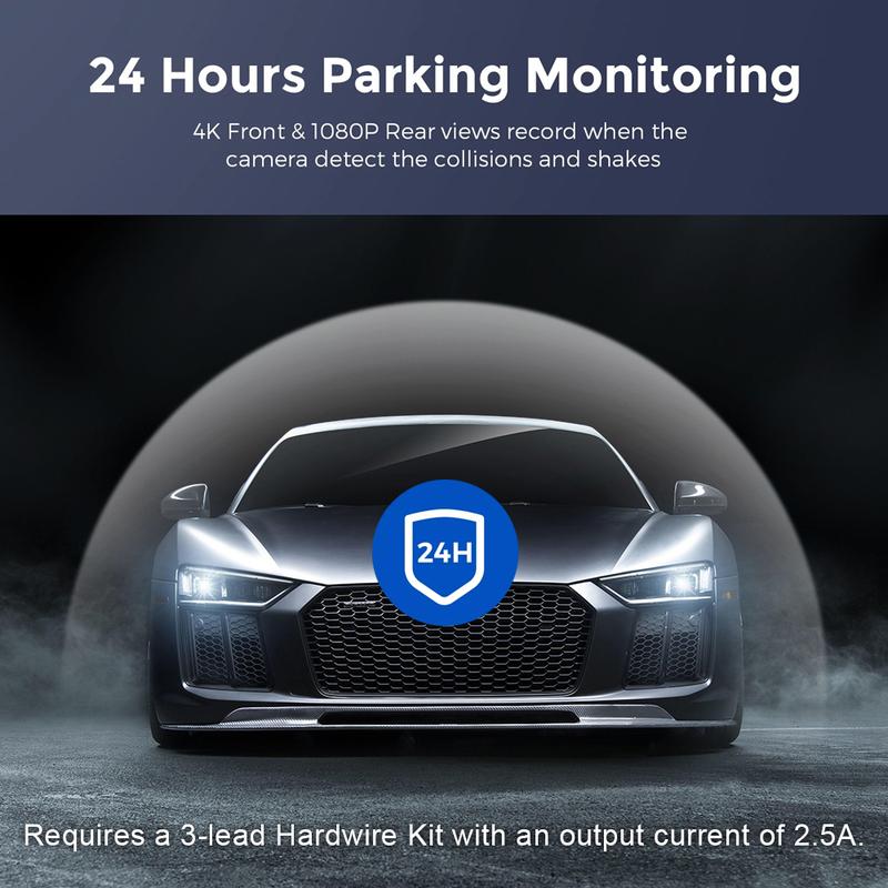 Product Introduction of HD 4K dual lens driving recorder black box driving recorder car DVR 1080P rear camera built-in WiFi GPS 24-hour parking monitor Includes 128GB TF 46