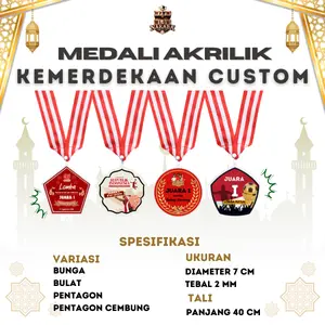 Medali Akrilik Kemerdekaan Sticker Custom Plus Tali l Juara l Hadiah l Lomba l 17 Agustus l Hut RI