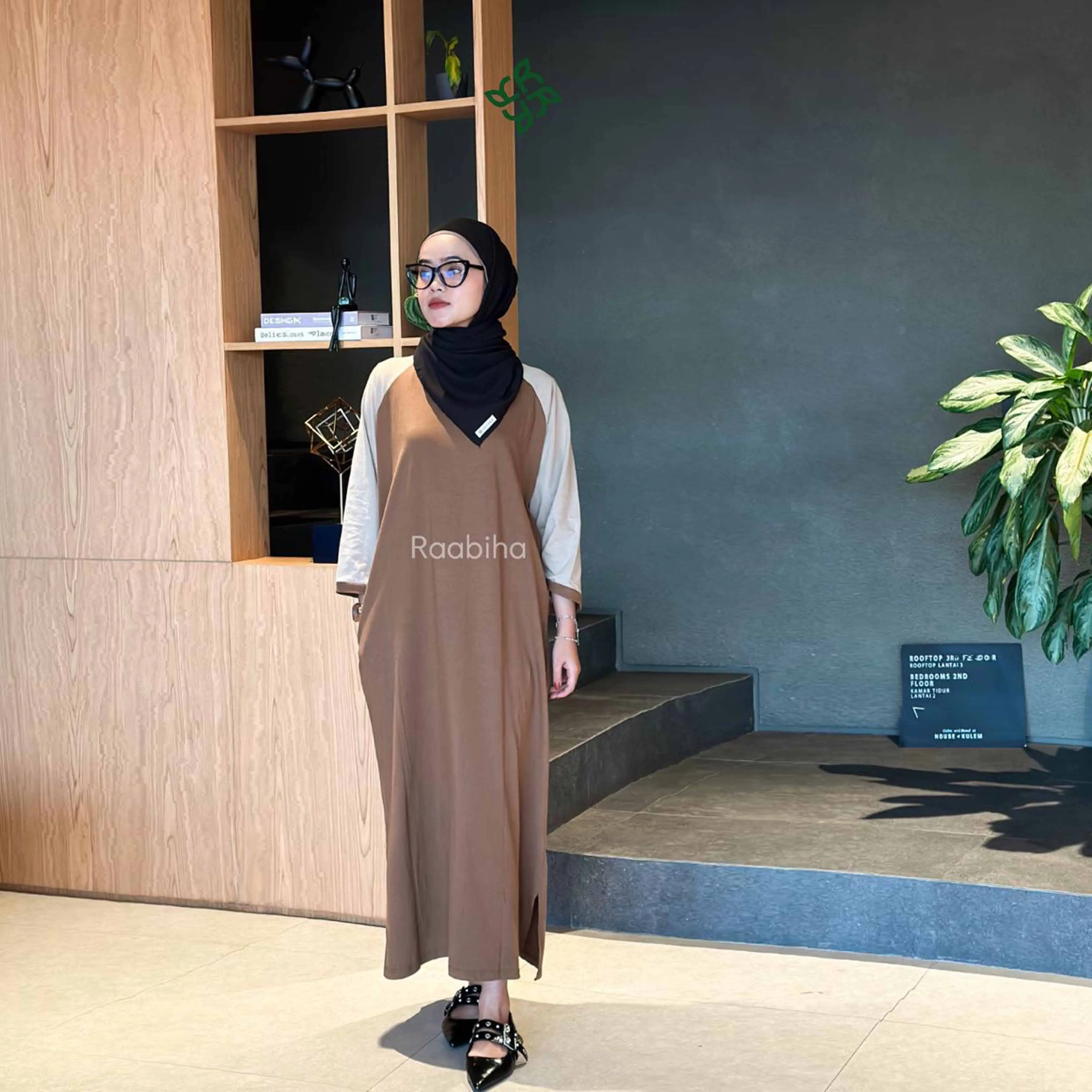Raabiha | Lily Mididress | Dress Muslim Polos l Reglan Kasual Wanita | Kaos Gamis Remaja Dewasa Simple