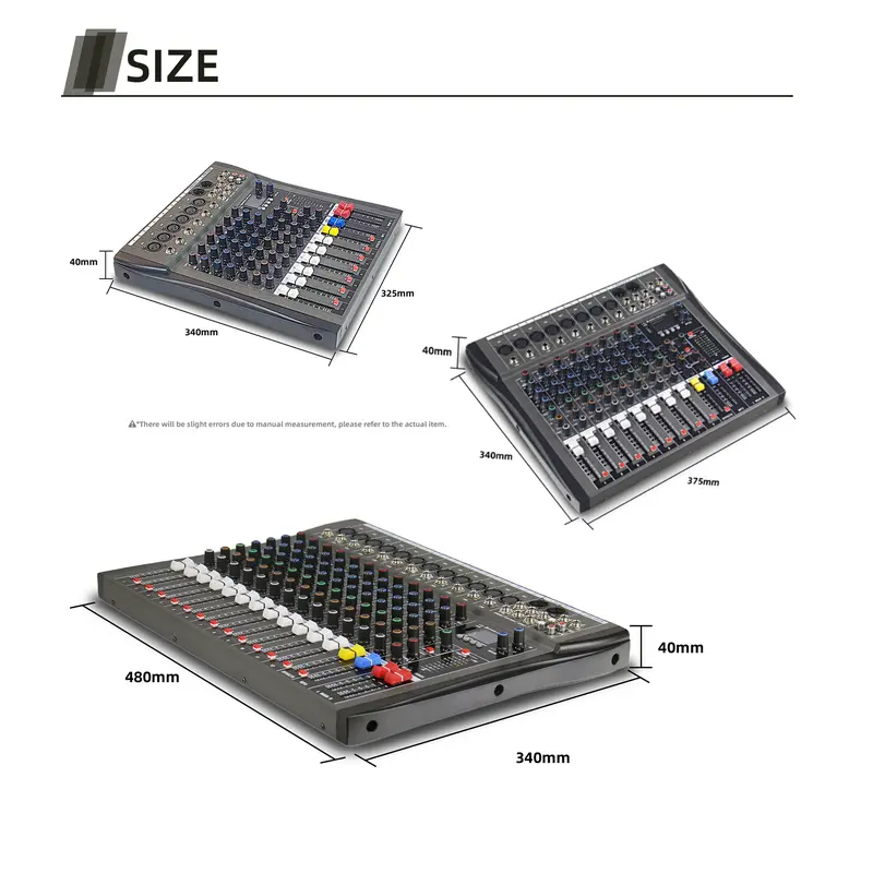 Mixer Saluran MOREFAND CT-6/8/12 channel , Equalizer 3-Band, dilengkapi dengan Efek Reverb dengan Pengulangan dan Penundaan, mendukung koneksi Bluetooth, USB, PC, Pemutar MP3, Output XLR, Pemantauan Rekaman - Amplifier Subwoofer, Audio Mixer 2