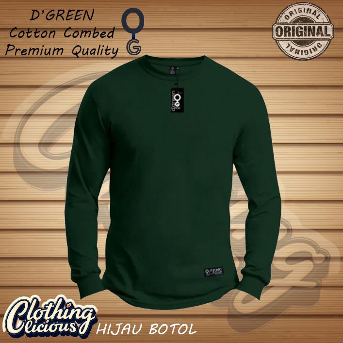 Product Introduction of Baju Kaos Polos Lengan Panjang D'GREEN HIJAU BOTOL Cotton Combed 30s 150gsm Pria Distro - Katun 2