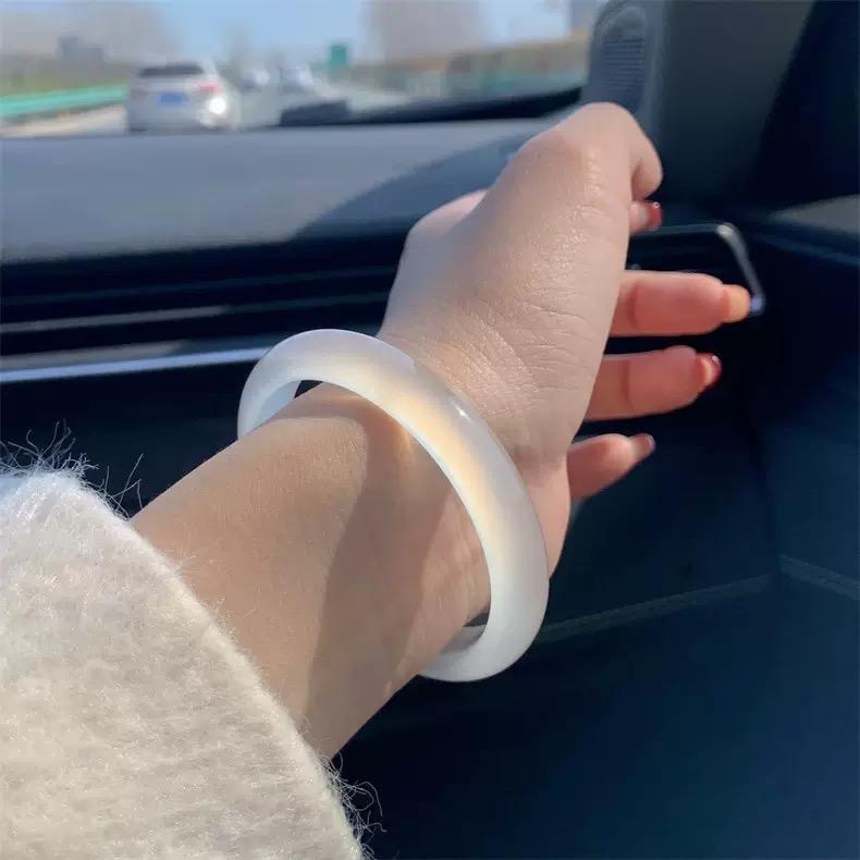  Vòng tay bạch nguyệt quang vân đá tự nhiên bản hẹ Phúc Lợi 