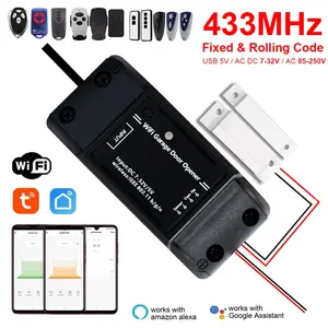 Tuya WiFi Smart Universal 433MHz Fixed Rolling Code Garage Gate Door Opener RF Receiver With Door Sensor 5V AC DC 7-250V Alexa - AC 85-250V USB5V