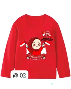 Kaos Baju Motif Gambar Anak HIJAB KEMERDEKAAN AGUSTUS Oblong LENGAN Panjang Atasan Usia 1-12 Tahun Anak Perempuan