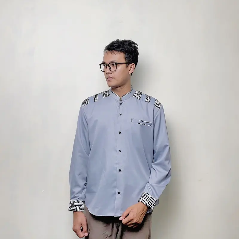 Kemeja koko pria lengan panjang kombinasi batik motif panser EL RUMI Muslim Baju 6
