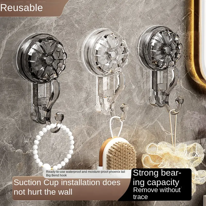 Suction Cup Style Hook Powerful Vacuum Punch-Free Load-Bearing Sticky Hook Kitchen Bathroom Bathroom Wall Towel