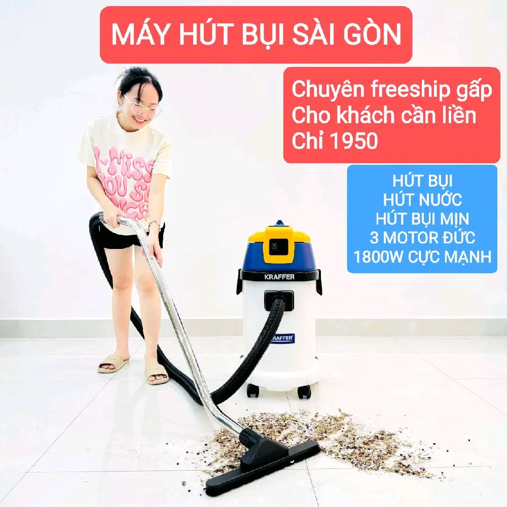 Máy hút bụi công nghiệp 30L 1800W Kraffer cao cấp