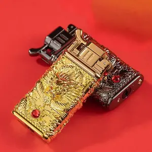 Pemantik Elektrik Dragon 3D Motif Unik dan Clasic dari Besi Tahan Lama dengan Box Pelindung