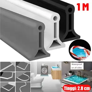 Colmer Water Stopper Bathroom Silikon 2.8cm Penahan Air Wastafel Dapur Kamar Mandi Area Mesin Cuci Perekat Kuat (1m / 2m)