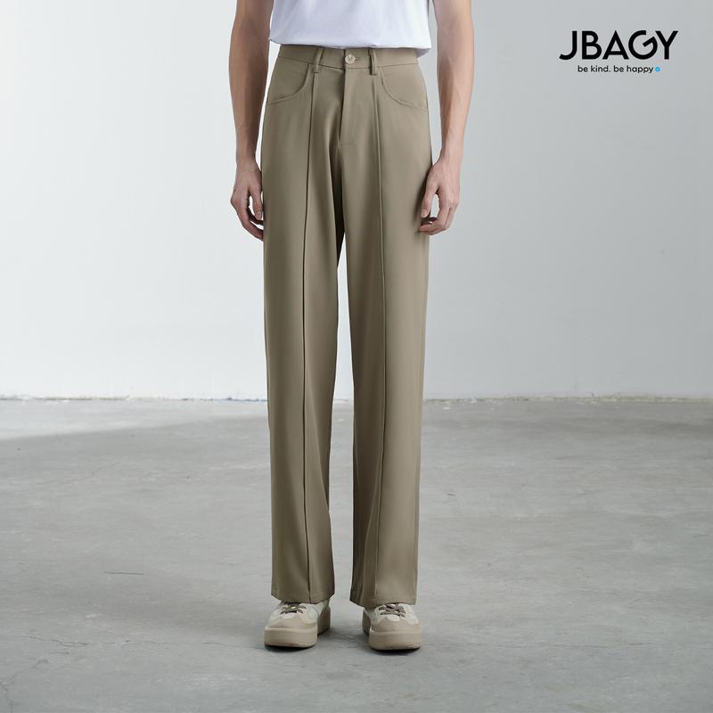Quần tây âu ống rộng nam thương hiệu JBAGY vải Lụa Cotton cách điệu xếp ly - JD0107