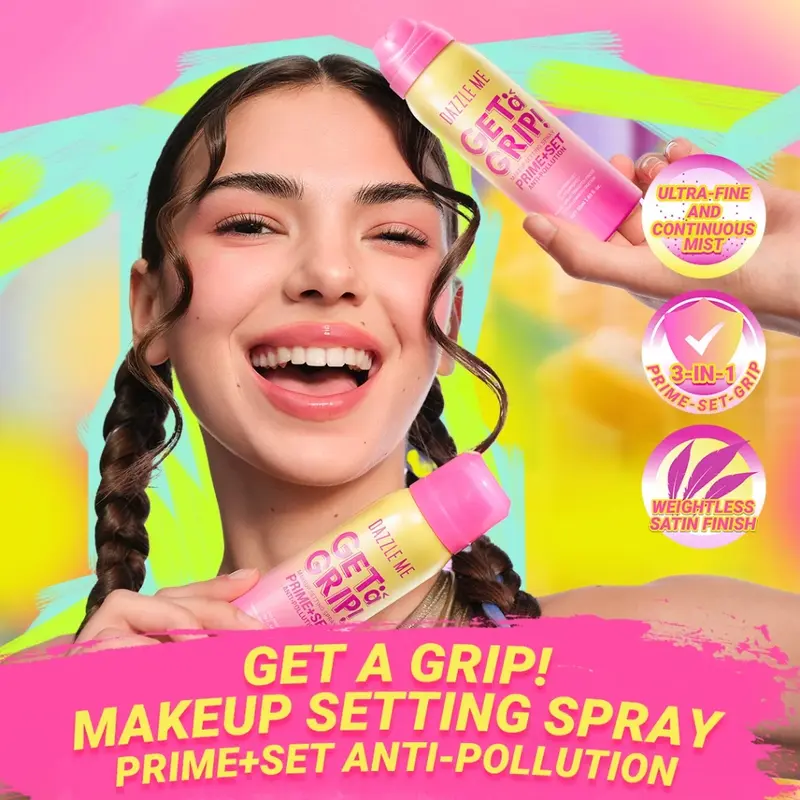DAZZLE ME GET A GRIP! PRIME+SET ANTI-POLLUTION - Makeup Setting Spray Aerosol Continuous Spray Waterproof Sweatproof 1