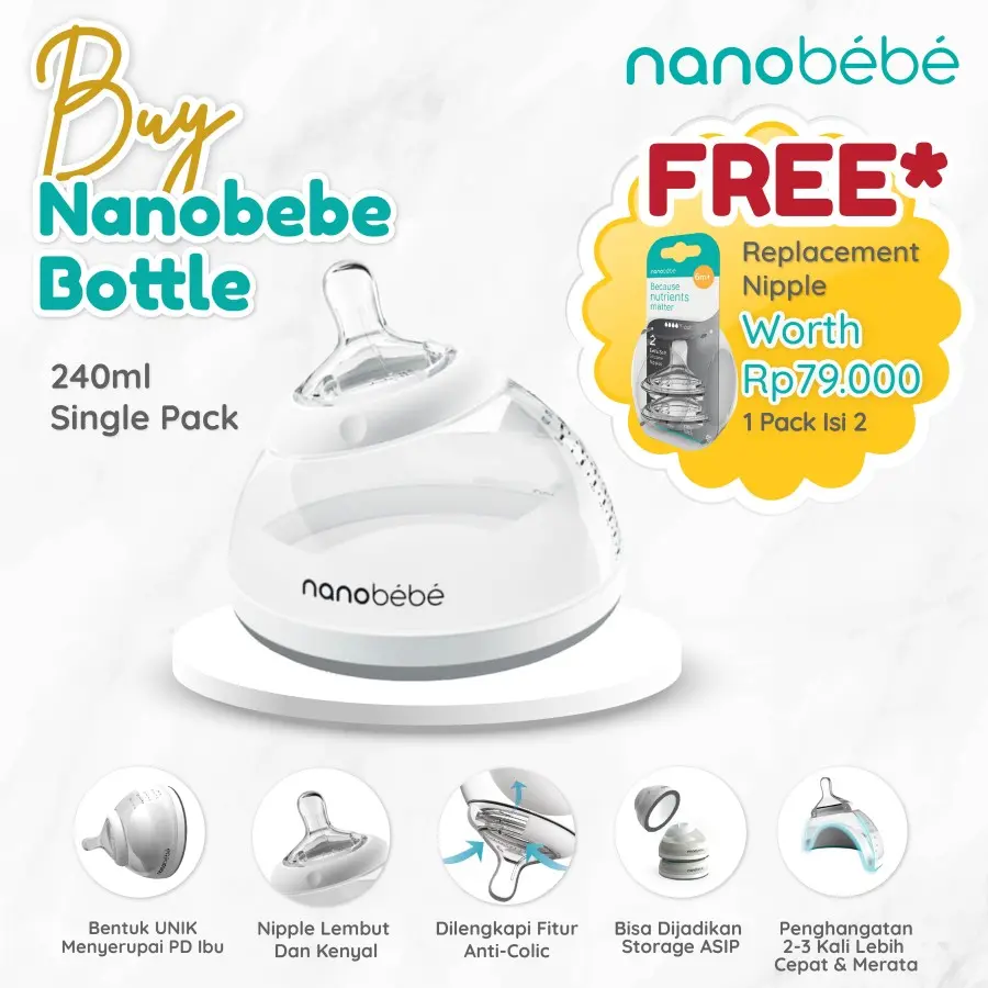 NANOBEBE Bottle botol susu bayi 240ml single pack