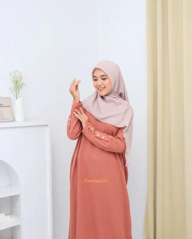 Gamis Inara / Dress inara Button Lembut Nyaman Mewah Maxi Remaja Muslim ...