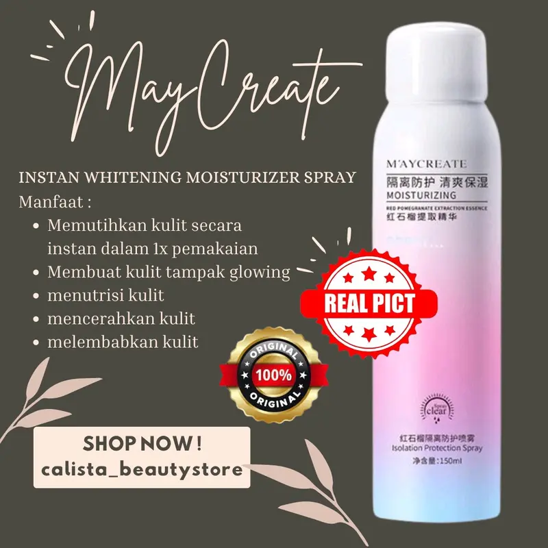 [READY BPOM&CHINA] MAYCREATE MOISTURIZING SPRAY ORIGINAL 100% /maycreate moist whitening / May create whitening / maycreate spray / mycreate whitening / may create whitening spray / lotion tone up / lifusha mqy create whitening spray / pemutih instan 0