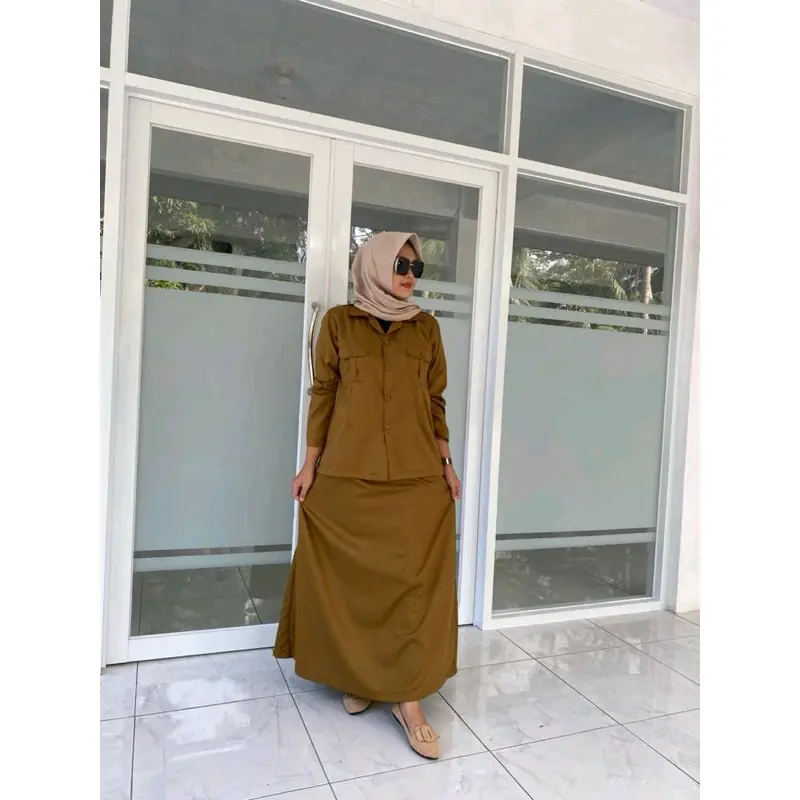 Setelan PDH Keki/Setelan Kerja/Seragam Dinas Keki Model Saku dada/saku atas Bawahan Rok A 8
