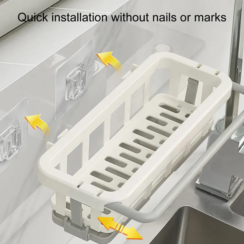 Kitchen Dish Sponge Sink Holder Drain Rack Storage Shelf Bathroom Organizer Shelves Hanging Rack Organizer Accessories